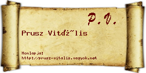Prusz Vitális névjegykártya